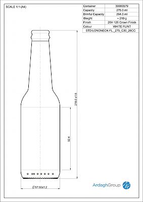 Longneck 275 ml, bright glass bottle Glass bottles - Bevpak