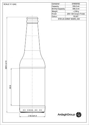 Giraf 33 cl, bright glass bottle Glass bottles - Bevpak