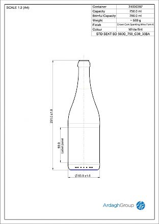 Sparkling wine bottle Glass bottles - Bevpak